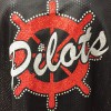 Red and silver glitter with rhinestones on a fan jersey.  A great way to show your team spirit!
